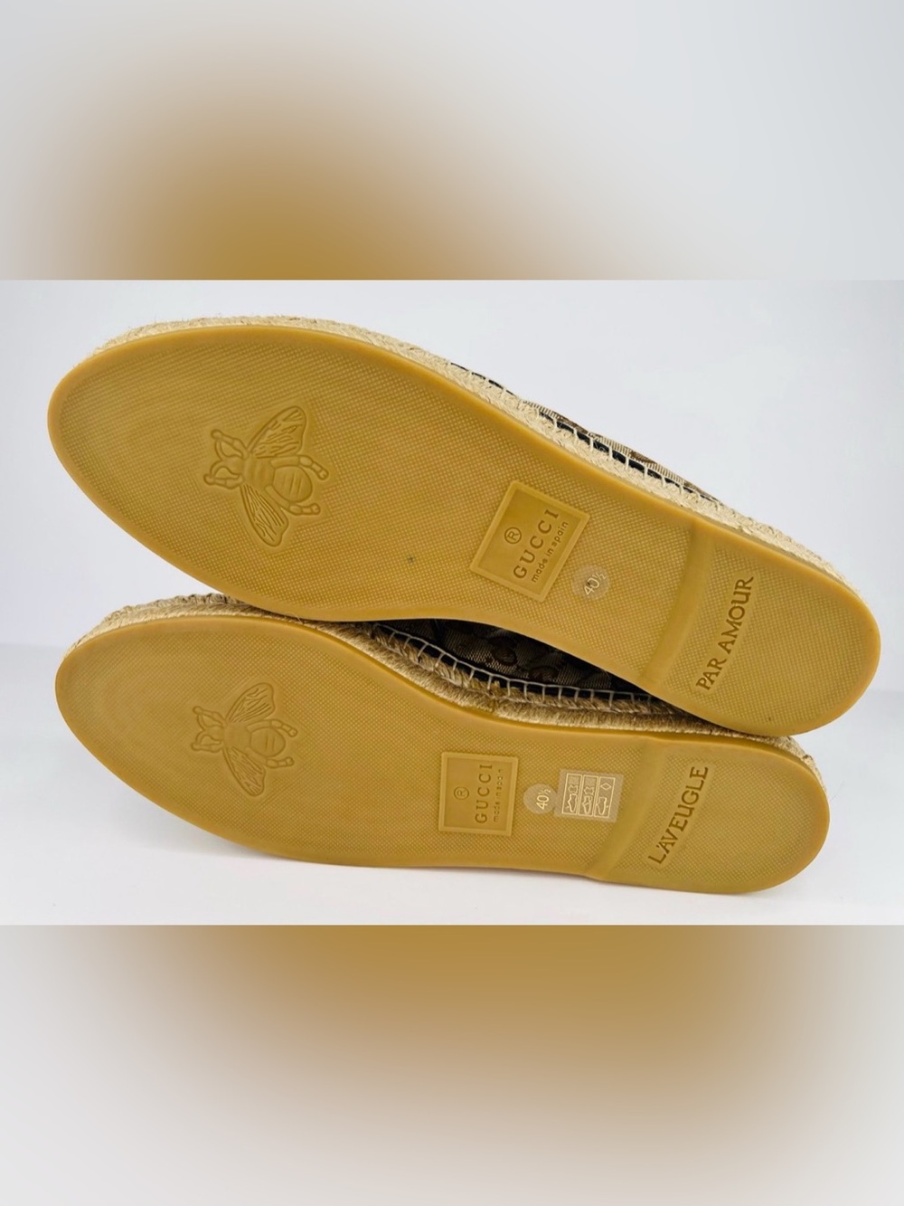 GUCCI Pilar GG Monogram Supreme Canvas Espadrille Logo Flat Loafers EU 40.5 - Picture 6 of 10